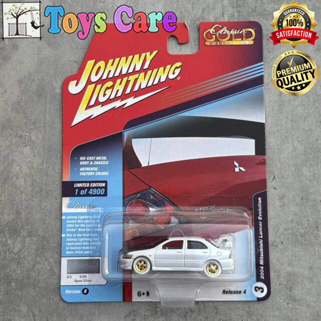 Modellino Johnny Lightning 1/64 Mitsubishi Lancer Evolution EVO #11 Del 2004, Colore Bianco, Serie All Stars