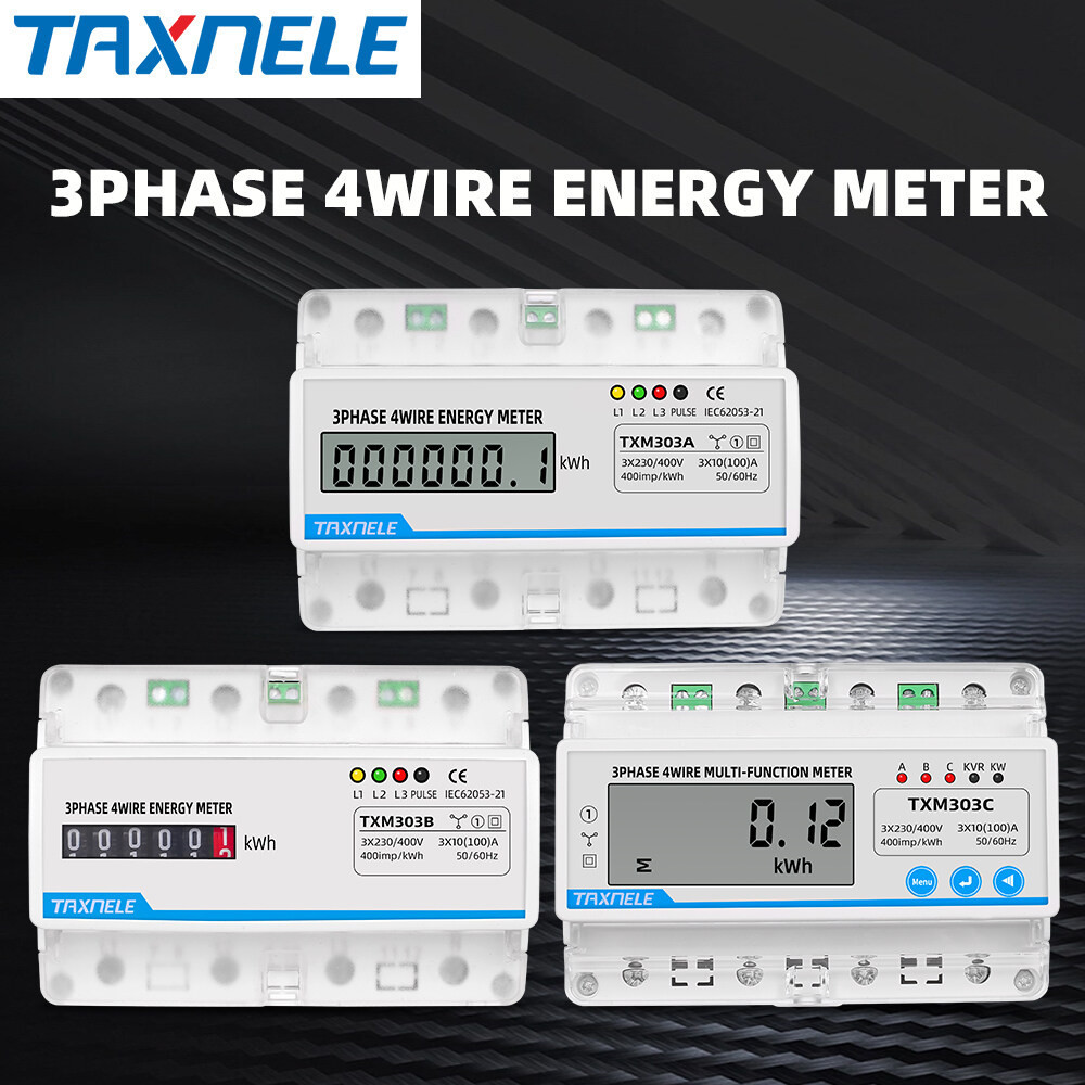 TAXNELE Digital Display Energy Meter 380V 100A LCD Counter 7P ...