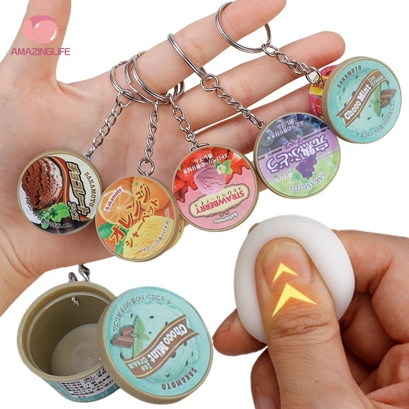 1 PC Miniature Ice Cream Cone Slow Rebound Pinch Keychain Pendant ...
