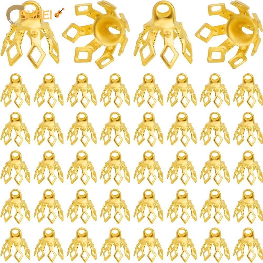 SULIN Bead Caps with Loops, Brass Gold Flower Bead Caps, Pendant for