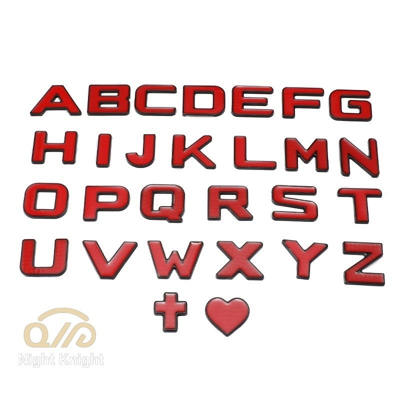 30mm 3d Red Car Decal DIY Metal Letter Number Symbol Logo Sticker ...