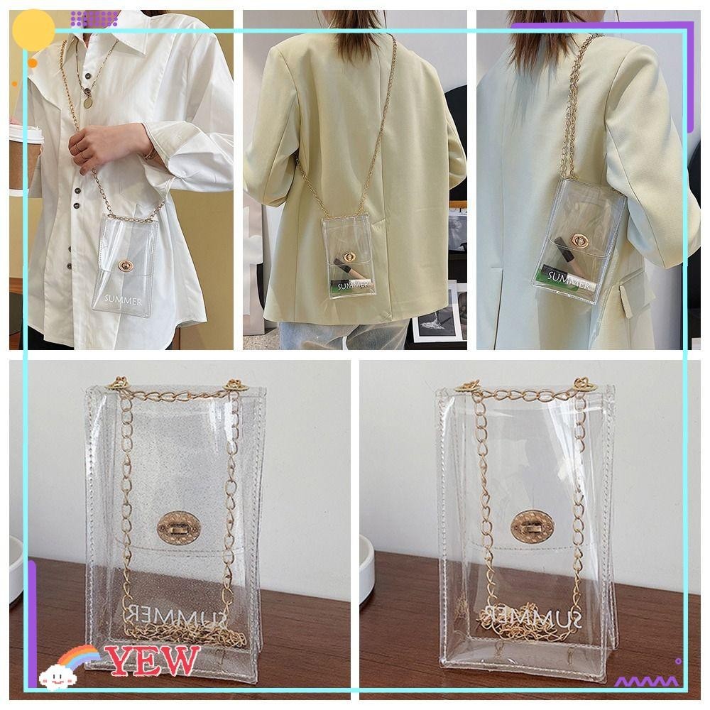 YEW Phone Bag, Commuting PVC Transparent Shoulder Bag, Fashion Alloy