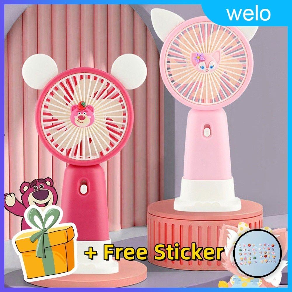 [free Sticker] Strawberry Bear Mini Fan 2-in-1 Portable Usb Charging ...