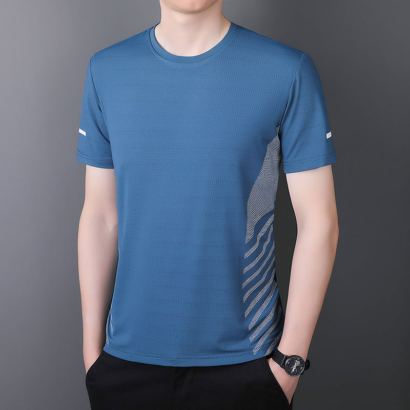 Men's Round Neck T-shirt Breathable and Loose Fitting Short Sleeve T ...