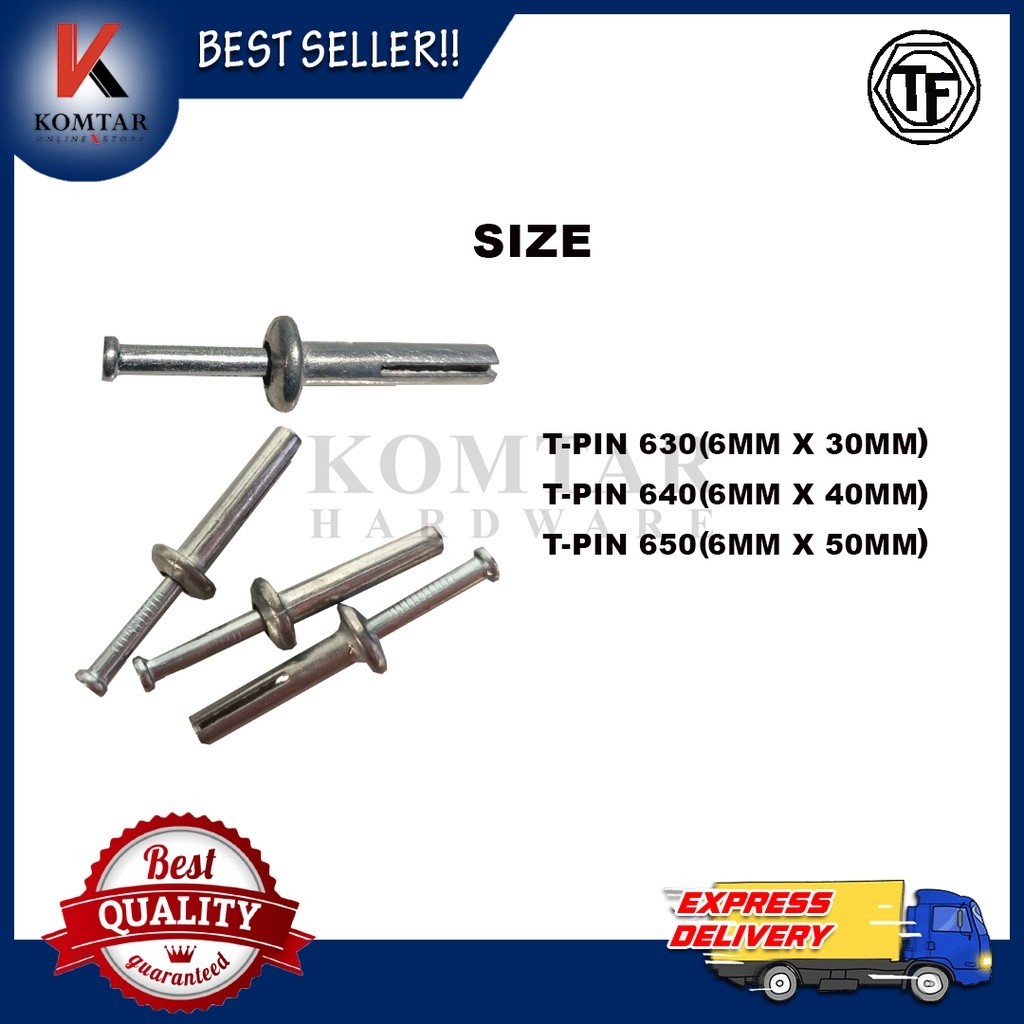 T-PIN Hammer Drive Anchor / Wall Plug Paku Besi / Plug Ketuk / Twin ...