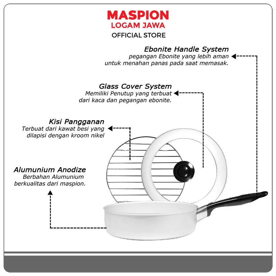 Maspion Silano Grill x Frypan Alumunium Panggangan Ikan Bulat 24 cm - Gambar 3