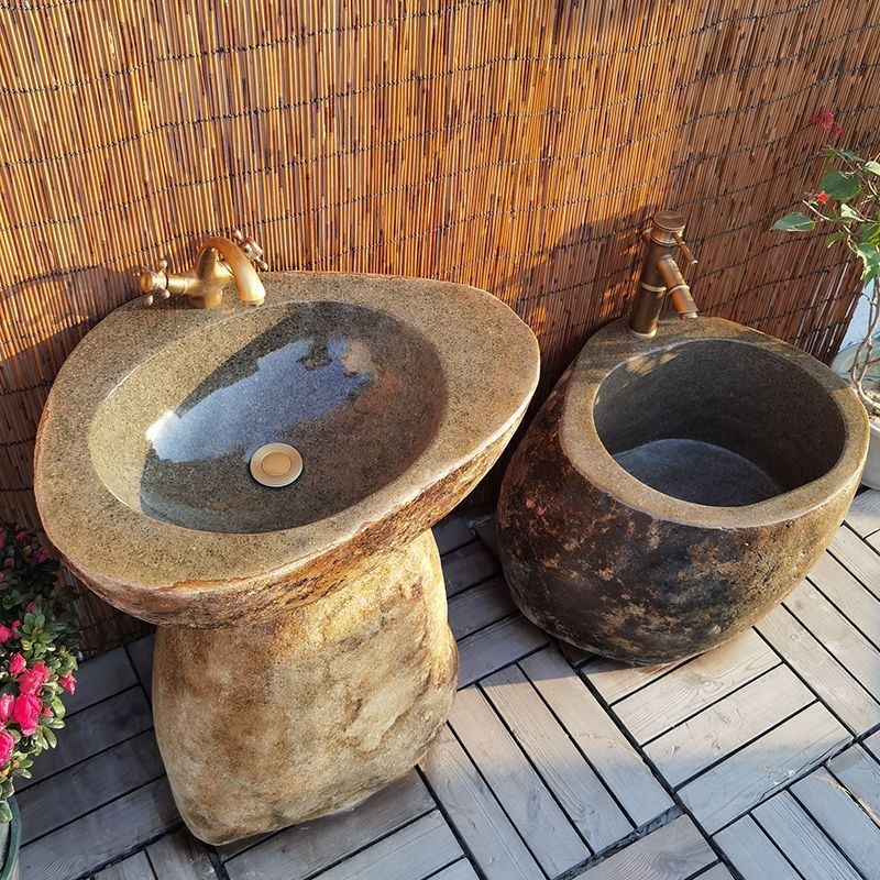 Kindergarten Natural Cobblestone Wash Basin Sink Stone Pool Courtyard ...