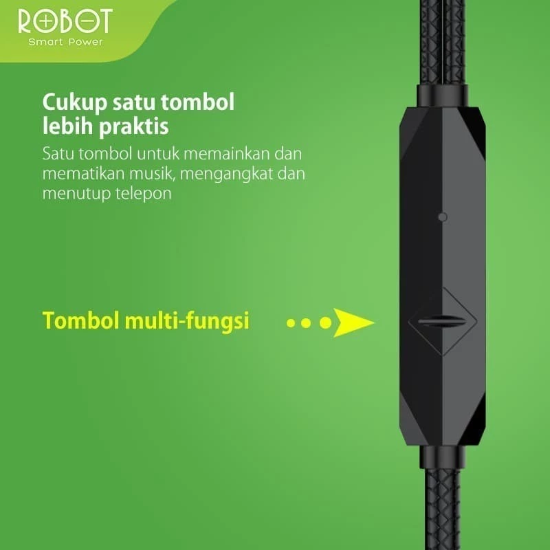 ROBOT RE101S Earphone Subwoofer Bass Metal / Handsfree - Gambar 4