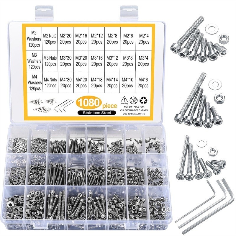 High quality 1080PCS Nuts and Bolts Set with Allen Key 304 Stainless ...