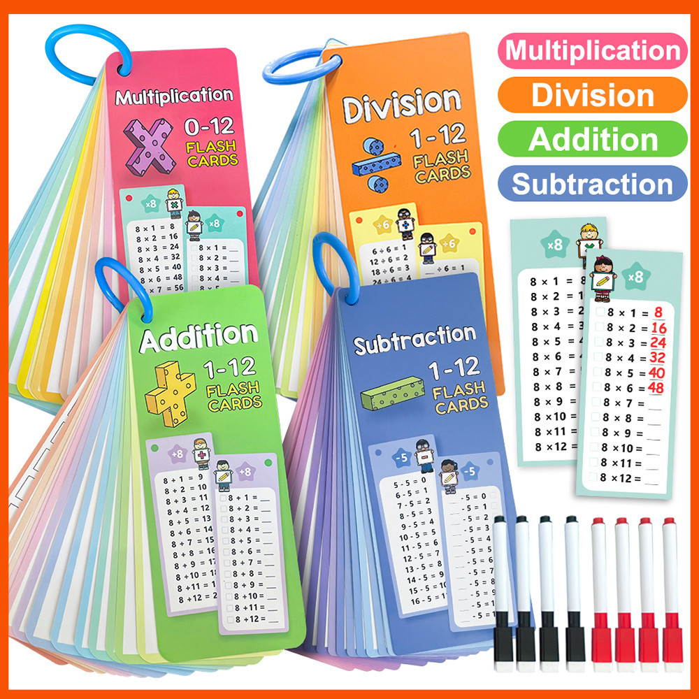 Kids Math Flash Cards, Addition Subtraction Multiplication & Division ...