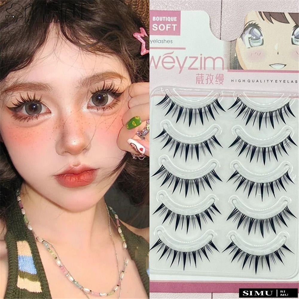 SIMULR 5 Pairs False Eyelashes, Dramatic Faux Mink Manga Anime Lashes, 5  Pairs Pack Japanese Cosplay Thick Wet Spiky Lashes for Women Girls | Shopee  Singapore