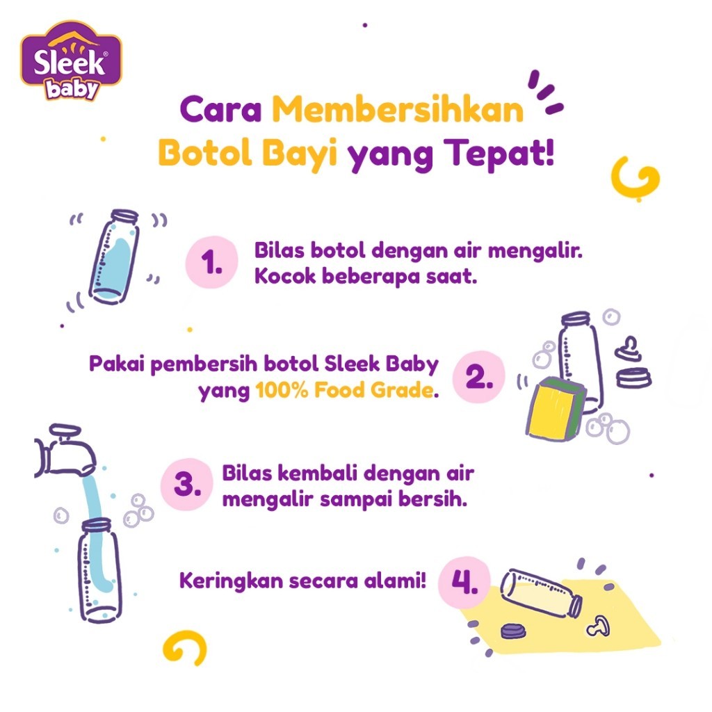 Sleek Baby Bottle Nipple & Accessories Cleanser Pouch 70ml / Merah Jingga Official - Gambar 3