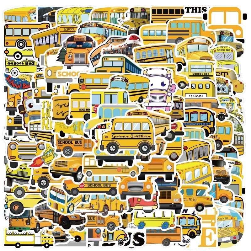 100pcs School Bus Stickers for Kids Student ,Cute Cartoon Waterproof ...