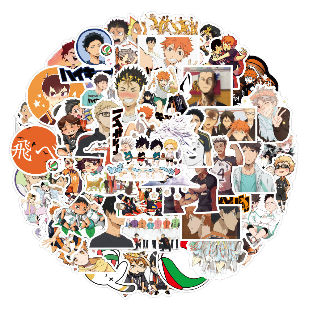 50pcsset Haikyuu Series 02 Stickers Shoyo Hinata Tobio Kageyama Kei Tsukishima Yu Nishinoya 6865