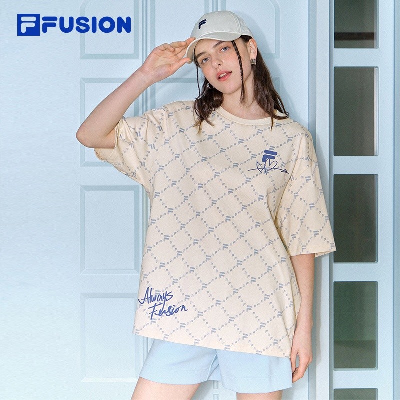 FILA FUSION INLINE FOB Unisex Short Sleeves T-Shirt (Beige Black