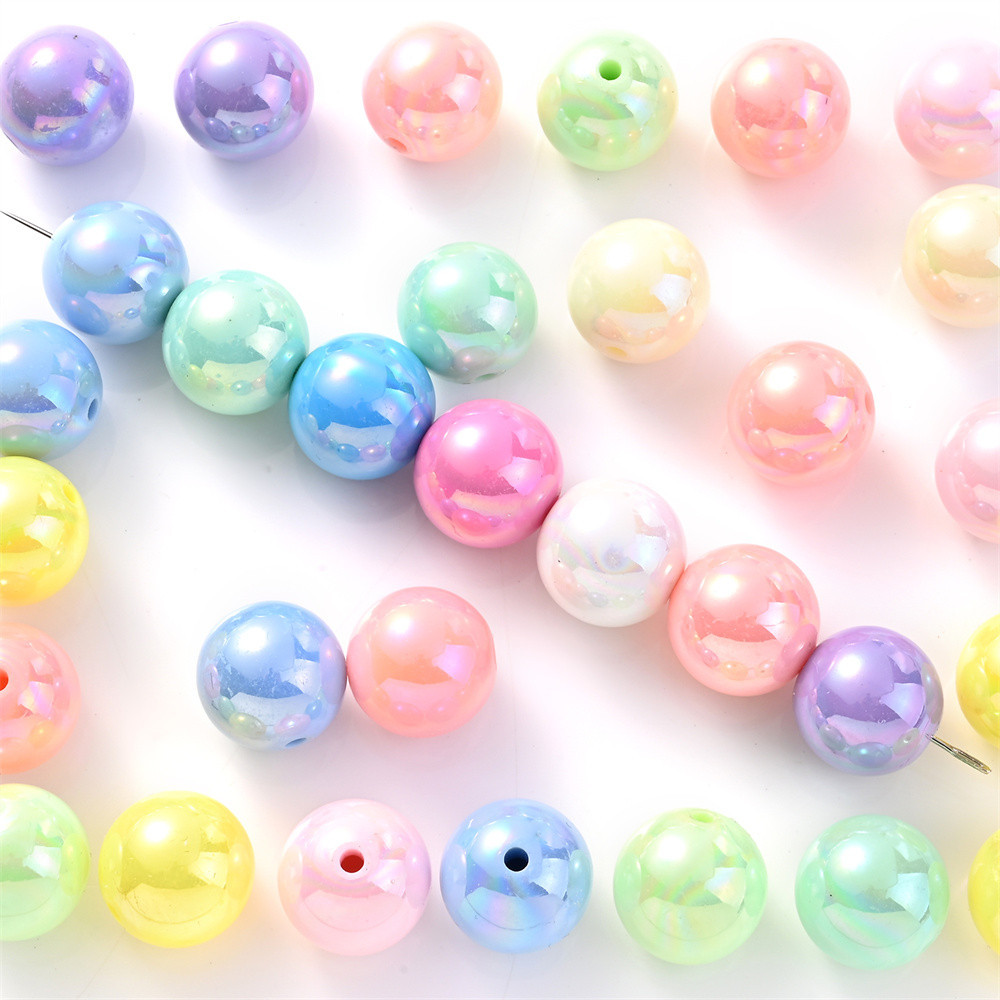 16mm 20pcs Acrylic Colorful AB Shiny Round Bead Loose Bead DIY Phone ...