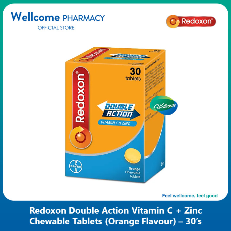 Redoxon Double Action Vitamin C + Zinc Chewable Tablets Orange Flavour 30's Shopee Singapore