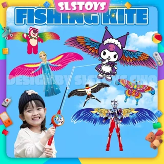 Free shipping children kite flying toys fishing rod line outdoor