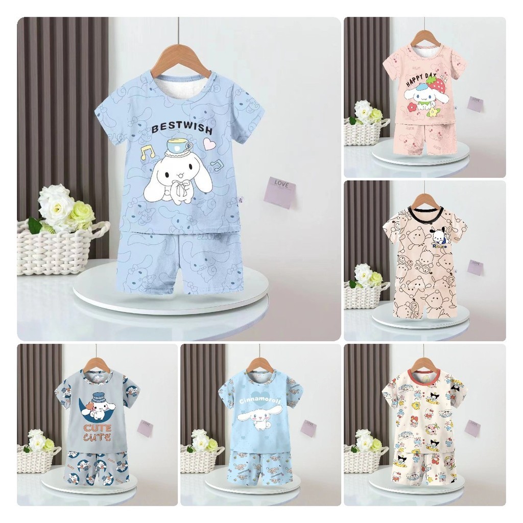 Cinnamoroll Pajama For Kids Girls Cinnamoroll Summer Short-sleeved Thin ...