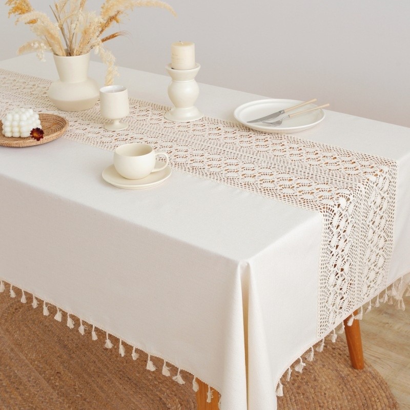 Lexuan Xiu Tablecloth Cotton Linen Thickened Hollow-out Phoenix Tail ...