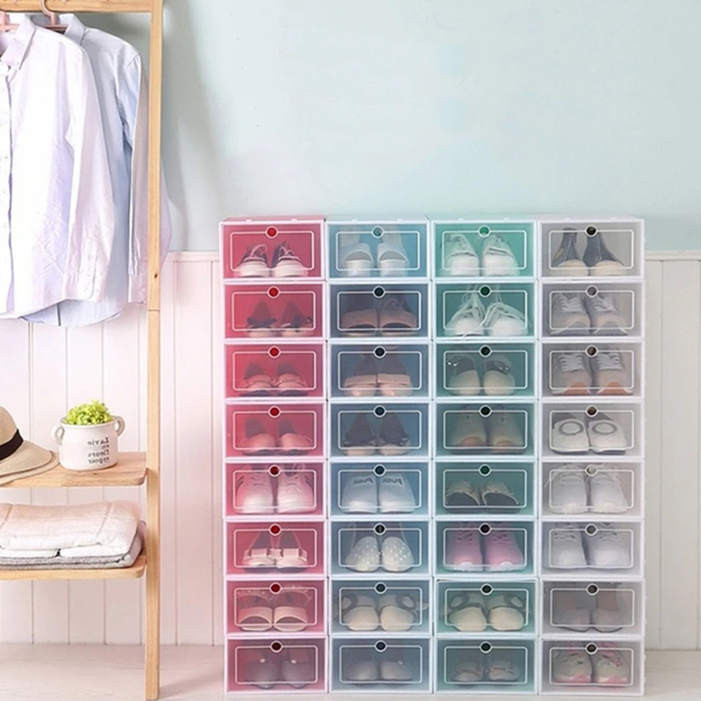 Miami Stockable Transparent Shoe Box Multi Use Plastic Shoe Storage Box ...