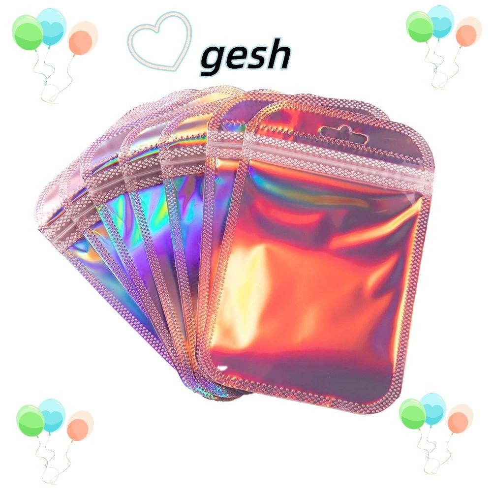 GESH1 50pcs Packaging Bags, Pink Holographic Laser Self-Sealing Bags ...