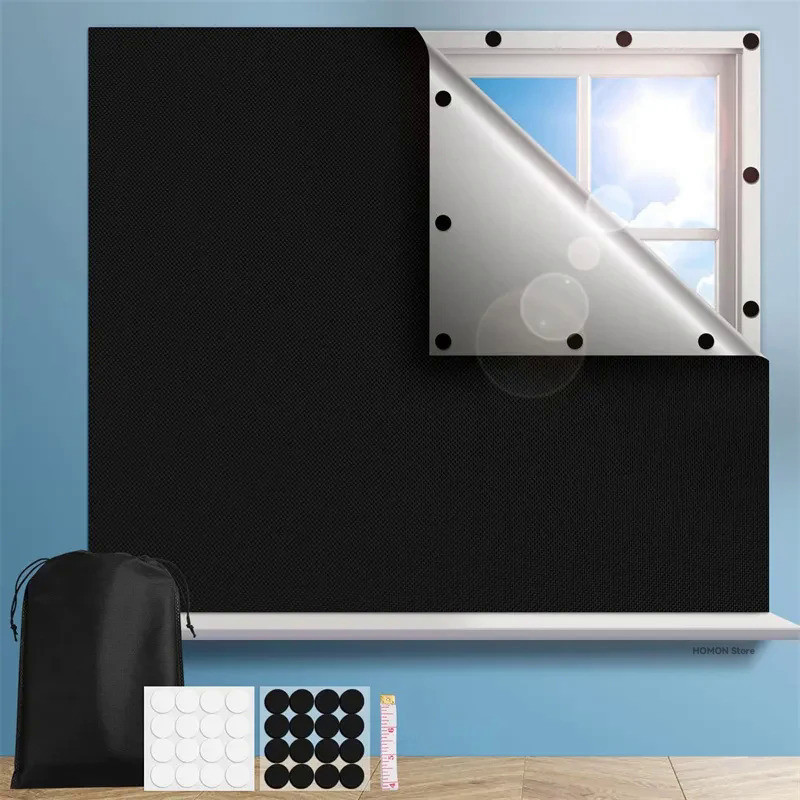 100% Removable DIY Blackout Curtain Portable Travel Blocking Darkest ...