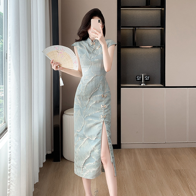 Chinese Style Short Qipao Dress Summer High-End Split Modern Improved  Fashion Cheongsam