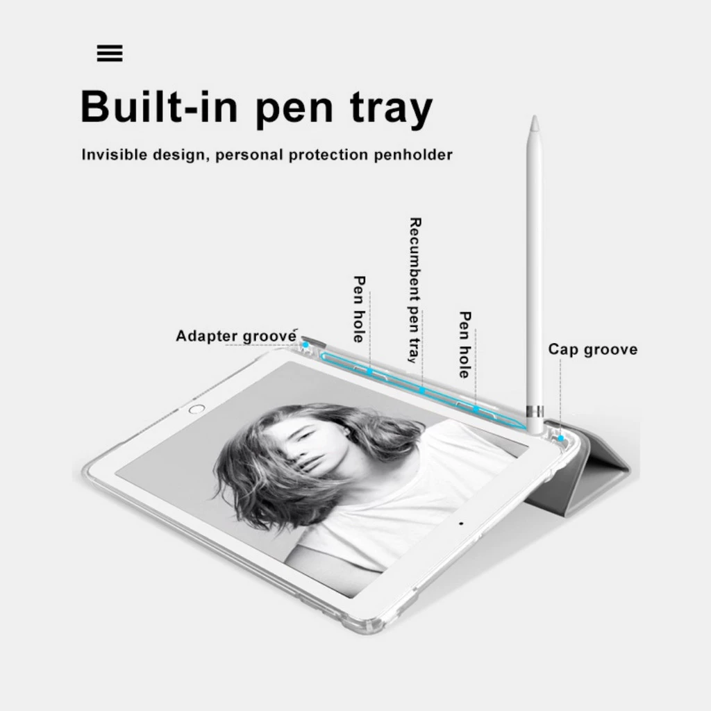 Smart Clear Case With Pen Holder for Tab Xiaomi Redmi Pad 2 11" / Pad SE 11" Mi Pad 6/ 5 /Pad 10.61"/ 6S Pro /Pad SE 8.7/Mi Pad Pro 12.1" / Poco Pad Pro 12.1" Multi Color Multi Angle Stand Tablet Anti Crack ShockProof - Gambar 2