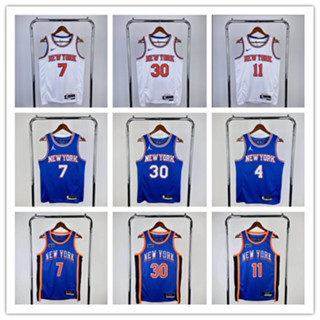 Women New York Knicks 7 Carmelo Anthony Grey With Black Strip Revolution 30 Swingman NBA Jerseys