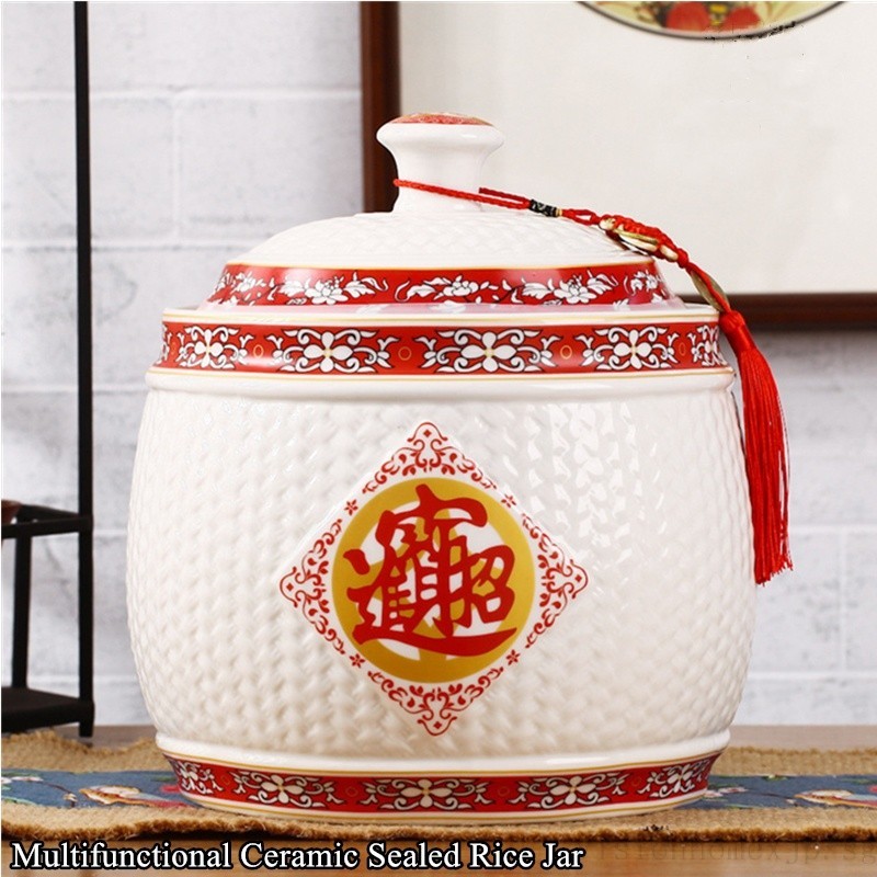 Porcelain Rice Container Pot Multipurpose Storage Box Multifunctional ...