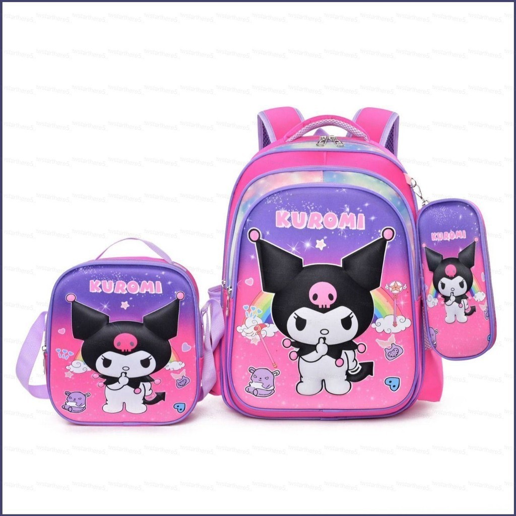 new5 Kuromi Unicorn Spider-Man pencil case lunch bag Backpack for ...