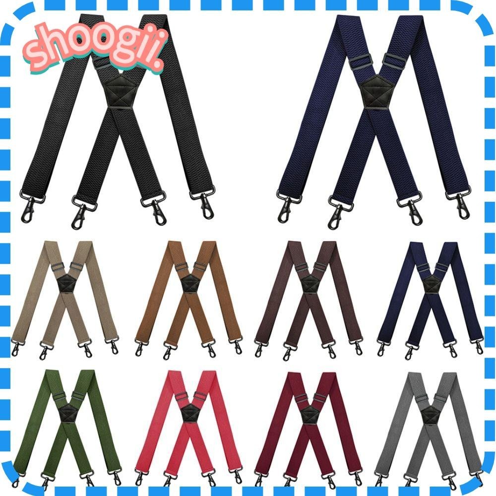 SHOOGEL Men's Suspenders, 3.8cm Wide Heavy Duty Work Elastic Trouser ...