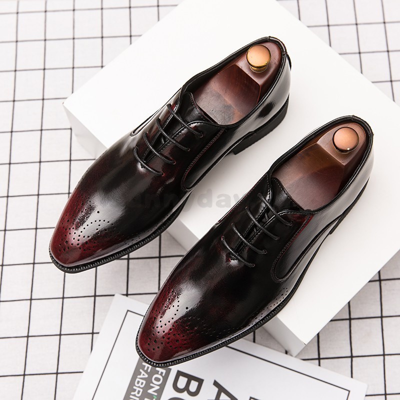 Summer Men's Brock Casual Leather Shoes Carved British Oxford Pointed ...