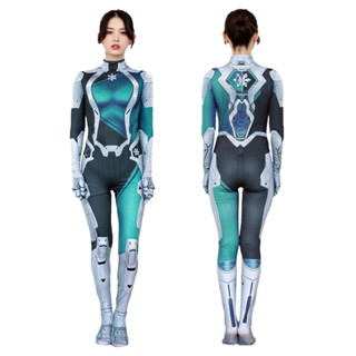 Women's Tights Bodysuit Machine Armor Printed Halloween Cosplay Costume  Slim