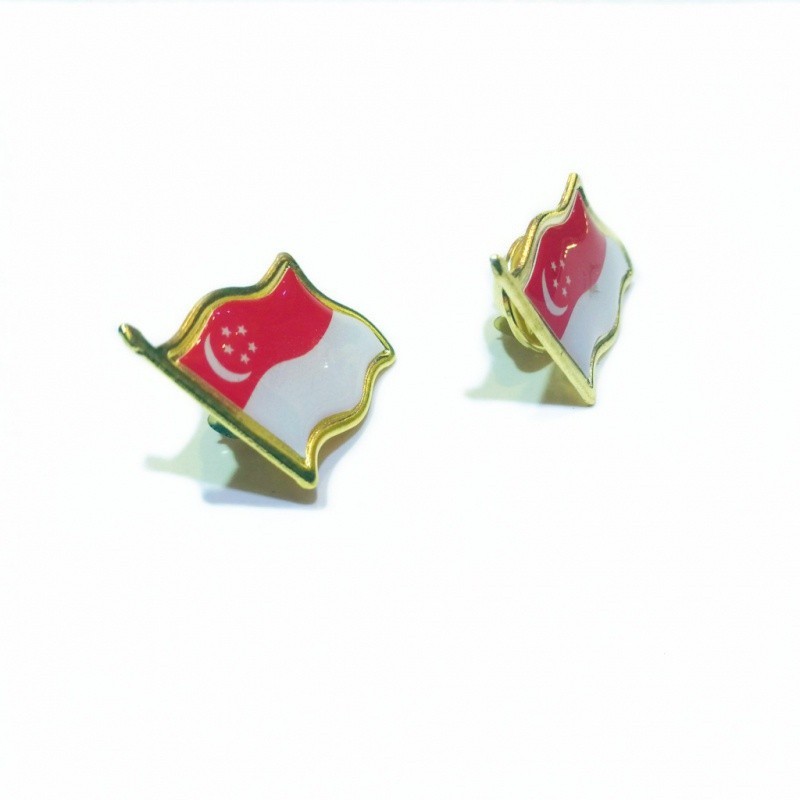 (Ready Stock)Singapore Flag Pin National Day Decoration jersey Brooch ...