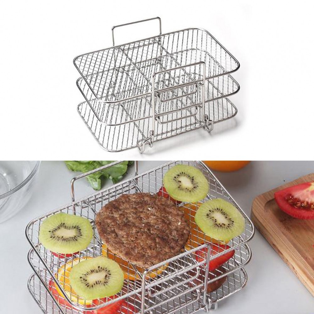 Three Tier Foldable Fryer Rack in Stainless Steel Compatible with ...