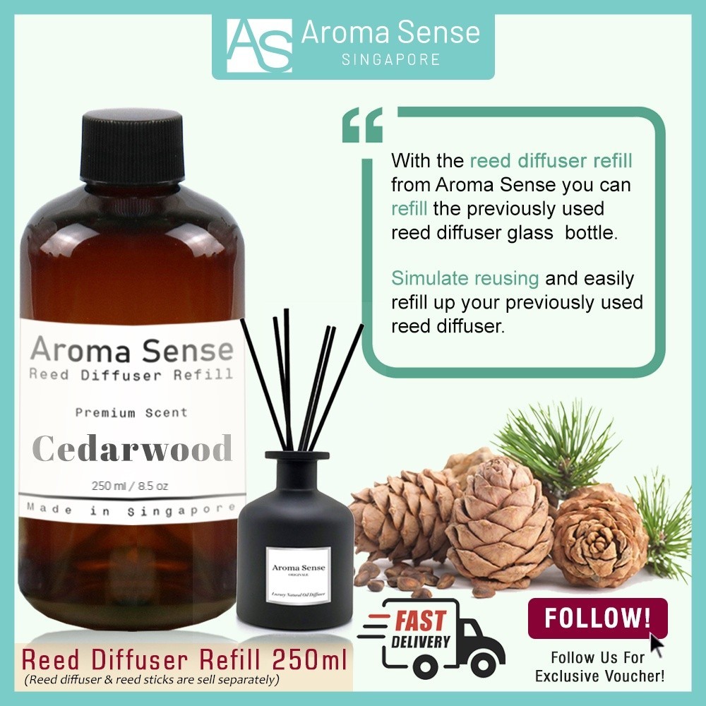 Aroma Sense Cedarwood Scent Reed Diffuser Refill (250ml) | Shopee Singapore