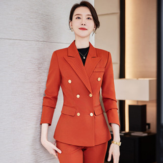 Women 2PC Formal Business Solid Color Suit Jacket Blazer Dress