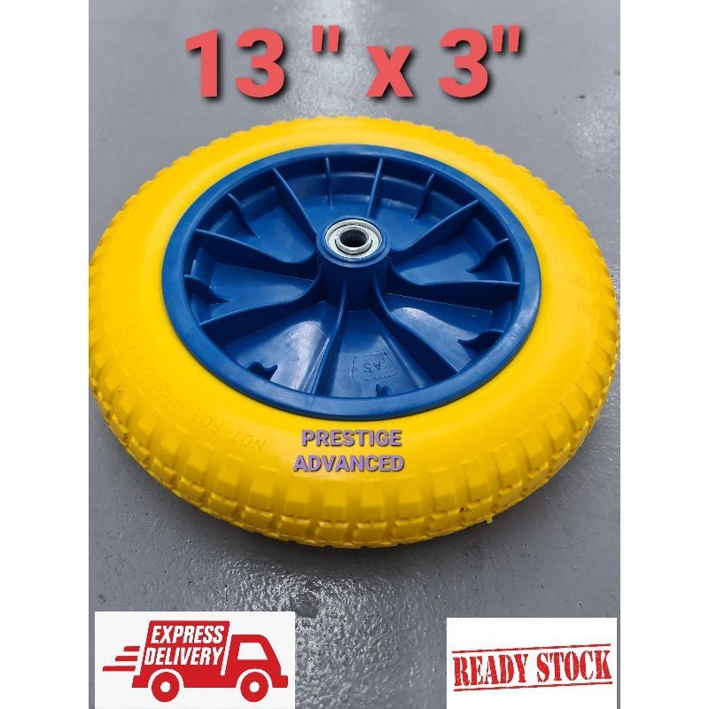 Solid PU Wheel Tayar Mati Kereta Sorong Tolak Roda 13