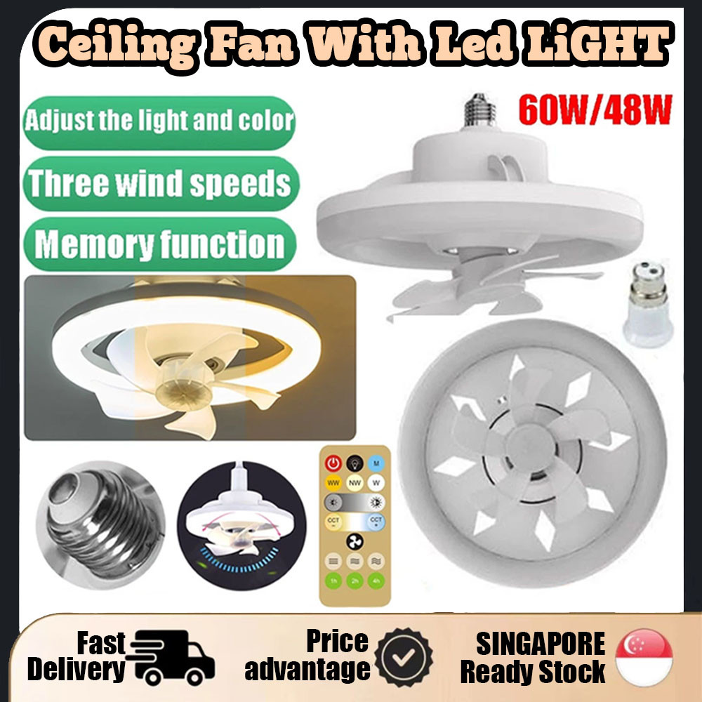 【SG STOCK】Ceiling Fan With Light LED Remote Control 360 ° Rotating ...