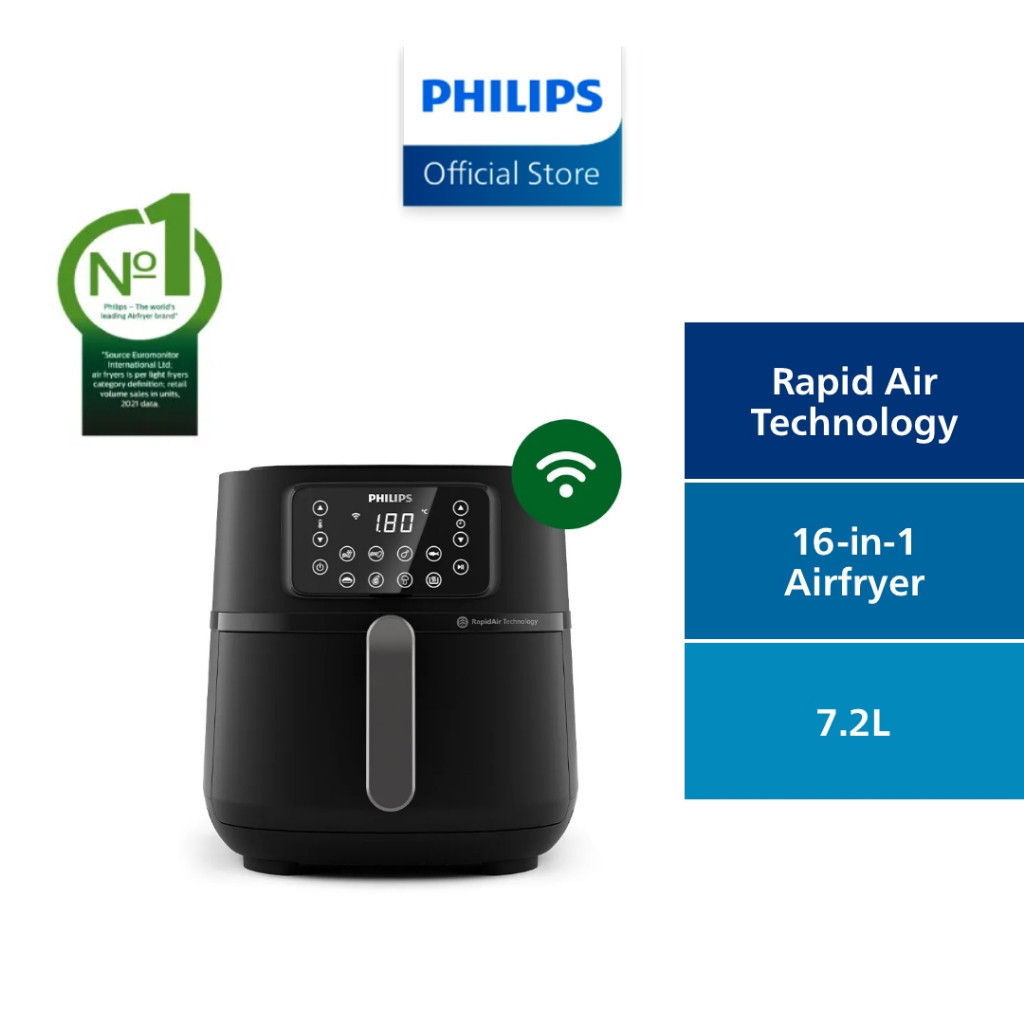 Philips HD9100/20 Compact Airfryer. aka HD9100 Air Fryer. RapidAir  Technology. Auto Pause Function. 3.7L Capacity.