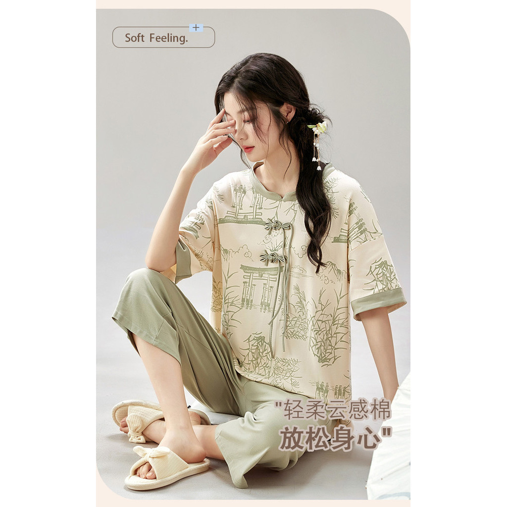 Pyjamas Women Cotton Sleepwear Woman Summer Lady Short Sleeve Pajamas 3 ...