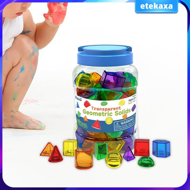 [Etekaxa] 60Pcs Geometric Solids Toy Geometry Helper Sorting ...
