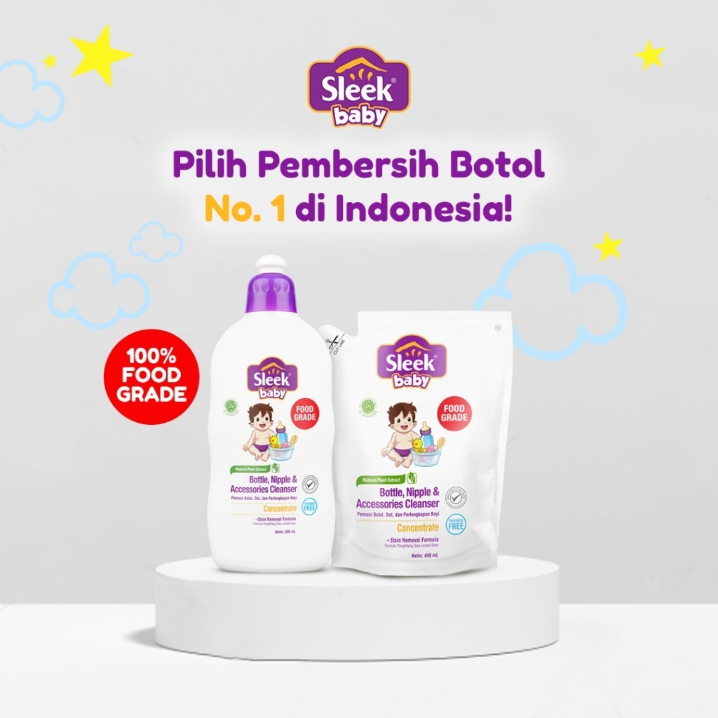 Sleek Baby Bottle Nipple & Accessories Cleanser Pouch 70ml / Merah Jingga Official - Gambar 2
