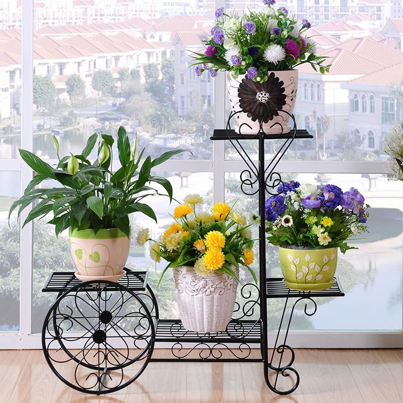 New Iron Flower Stand, European Flower Stand in Living Room. Trolley ...