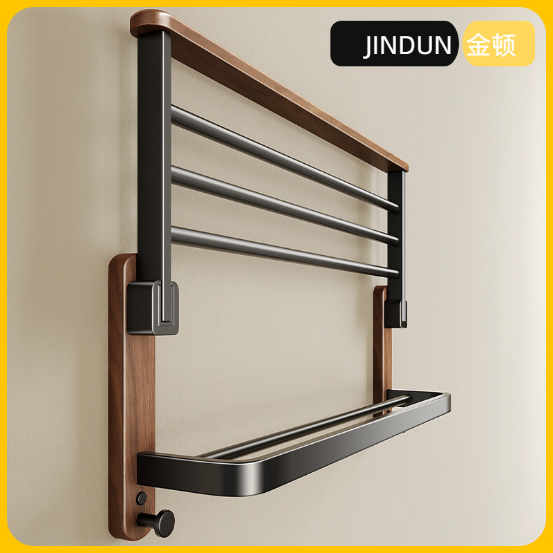 [Ready Stock] Walnut Towel Rack Bathroom Rack Perforation-Free Bathroom ...