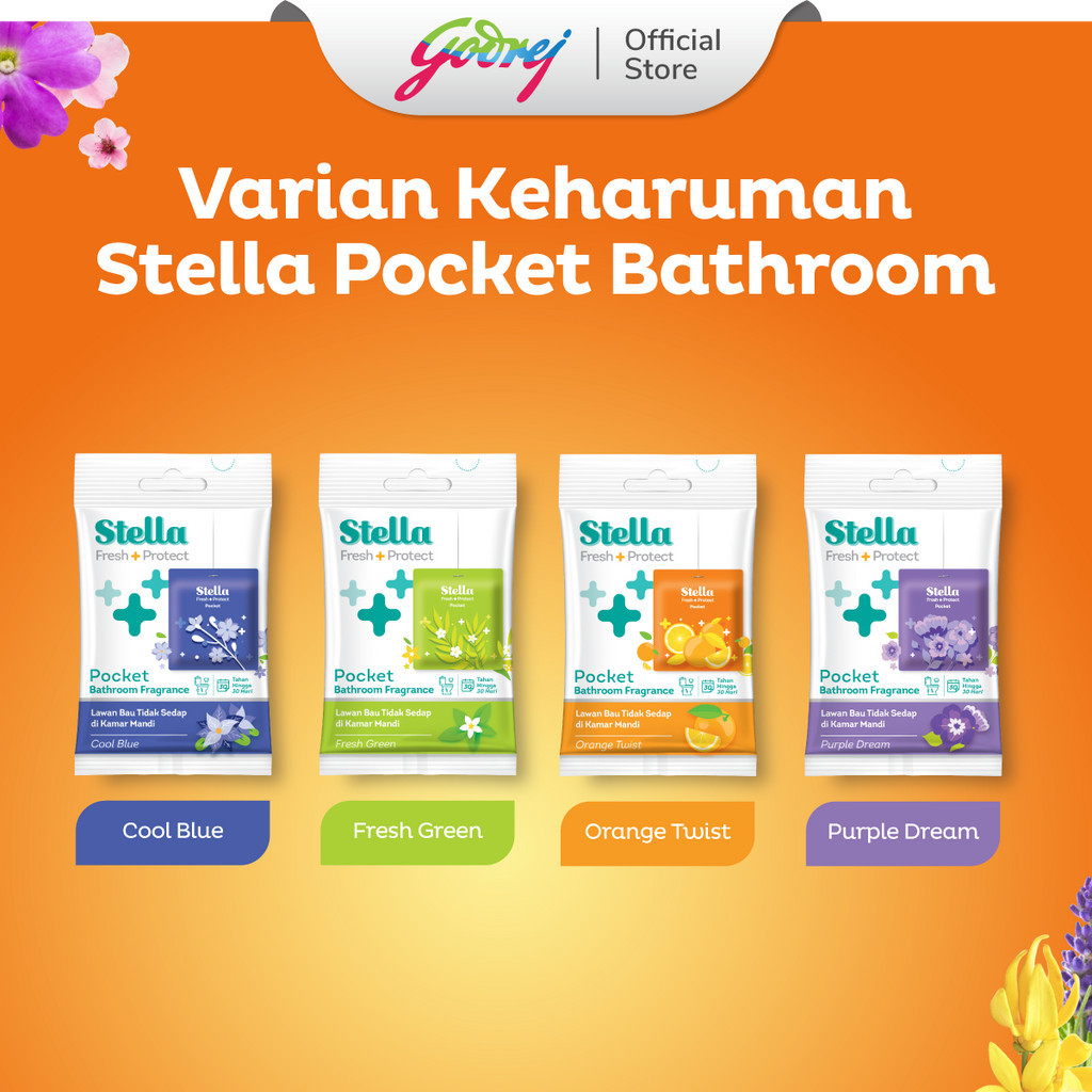 Stella Pocket Bathroom Orange Sunkist 10 gr x 2 Pcs - Pengharum Kamar Mandi - Gambar 3