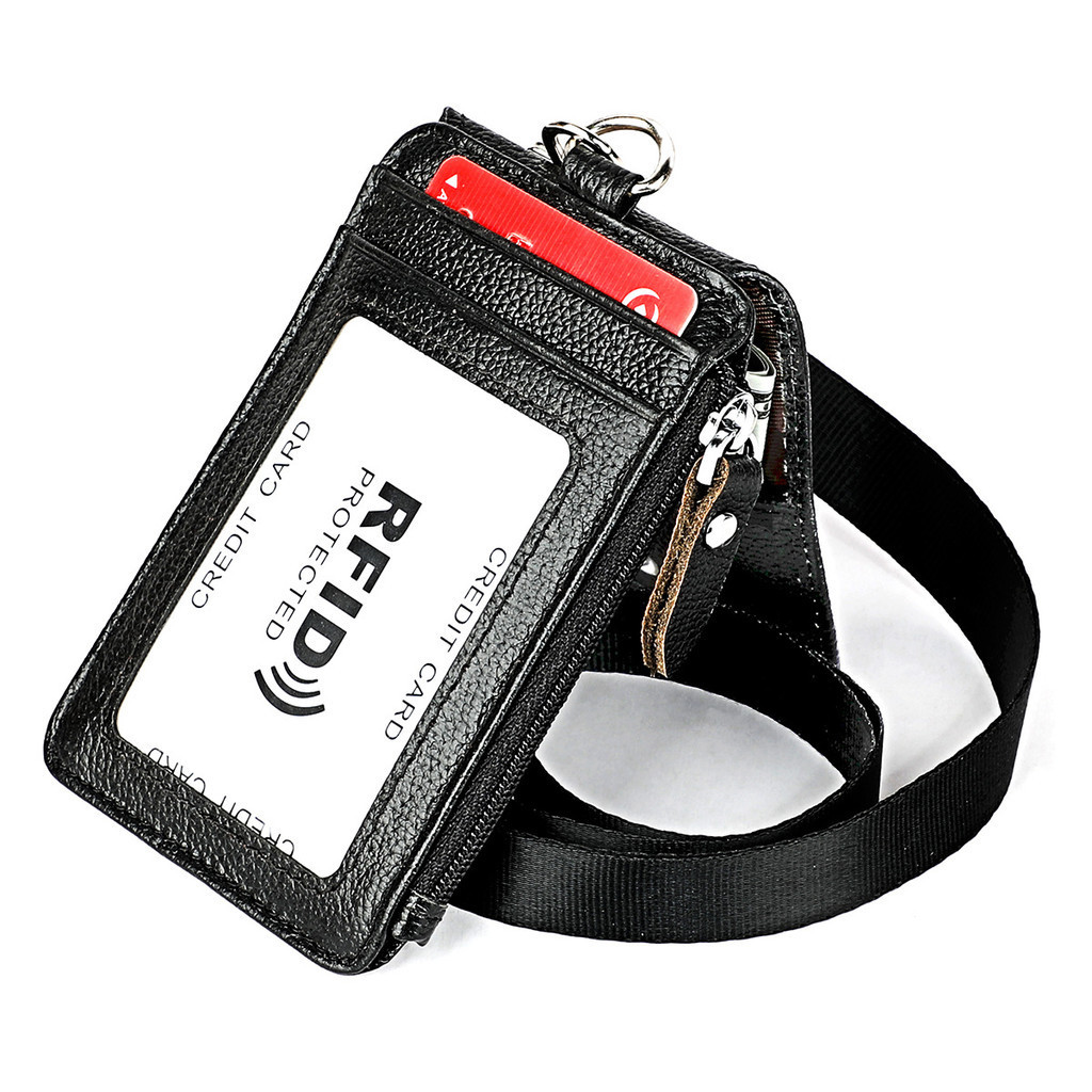 Lanyard Cowhide Card Holder Neck ID Card Holder Badges Name Business ...