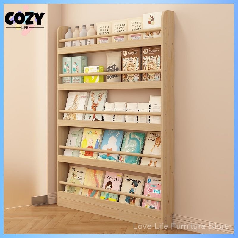 Solid wood bookshelf storage rack reading area bookshelf entrance ...